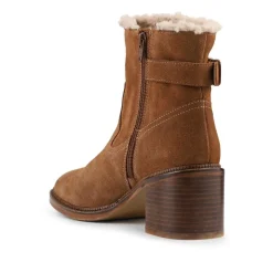 Mavis Leather Buckled Ankle Boots - Tan Suede