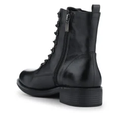 Mckenna Leather Heeled Military Boots - Black
