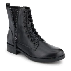 Mckenna Leather Heeled Military Boots - Black