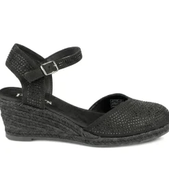 Memory Foam Buckled Espadrilles - Black
