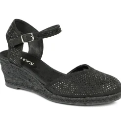 Memory Foam Buckled Espadrilles - Black