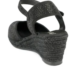 Memory Foam Buckled Espadrilles - Black
