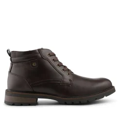 Memory Foam Lace Up Boots With Zip Fastening - Brown