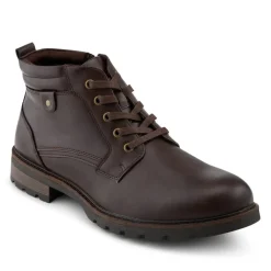 Memory Foam Lace Up Boots With Zip Fastening - Brown