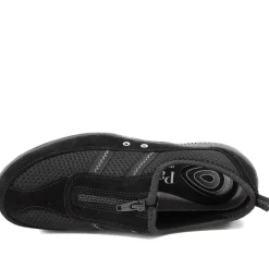 Memory Foam Leather Slip On Trainers - Black