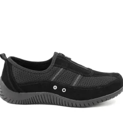 Memory Foam Leather Slip On Trainers - Black