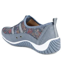 Memory Foam Leather Slip On Trainers - Blue