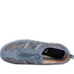 Memory Foam Leather Slip On Trainers - Blue