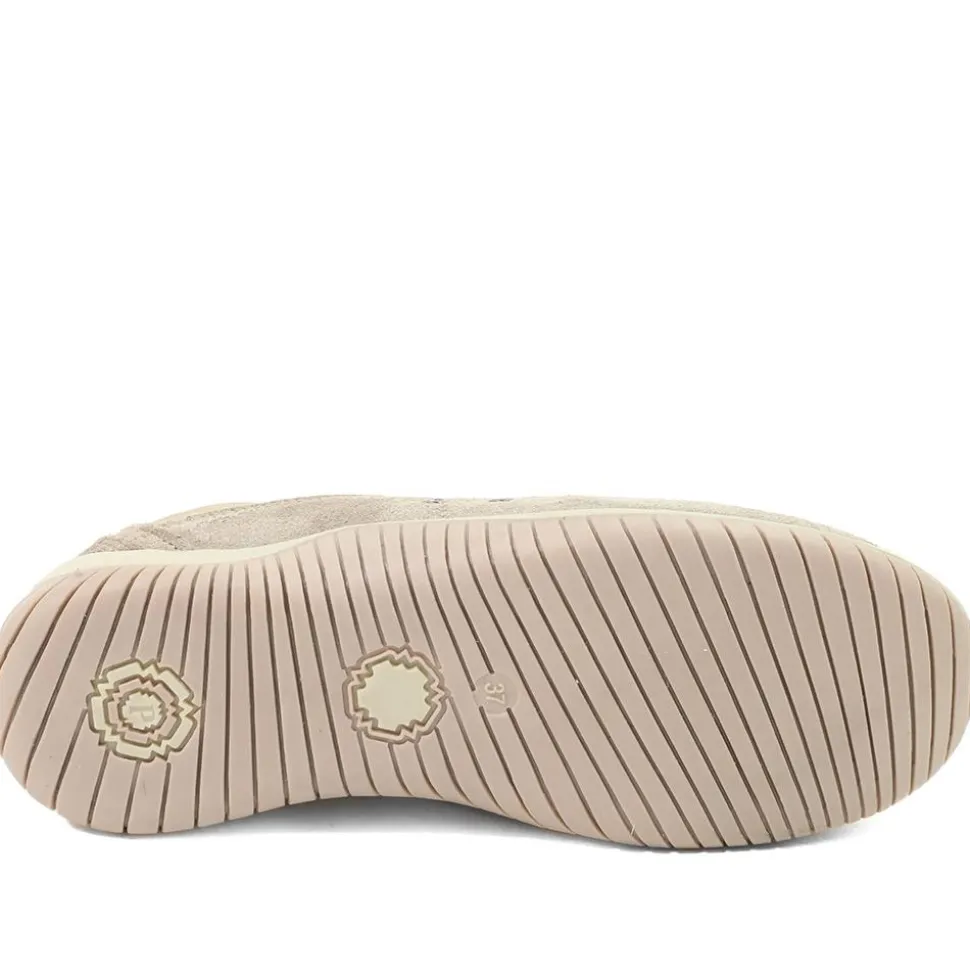 Memory Foam Leather Slip On Trainers - Taupe