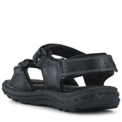 Men's Leather Adjustable Sandals - Black