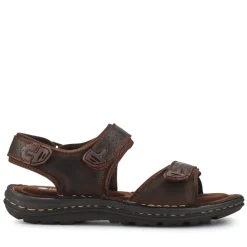 Men's Leather Adjustable Sandals - Brown