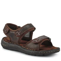 Men's Leather Adjustable Sandals - Brown