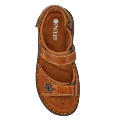 Men's Leather Adjustable Sandals - Tan