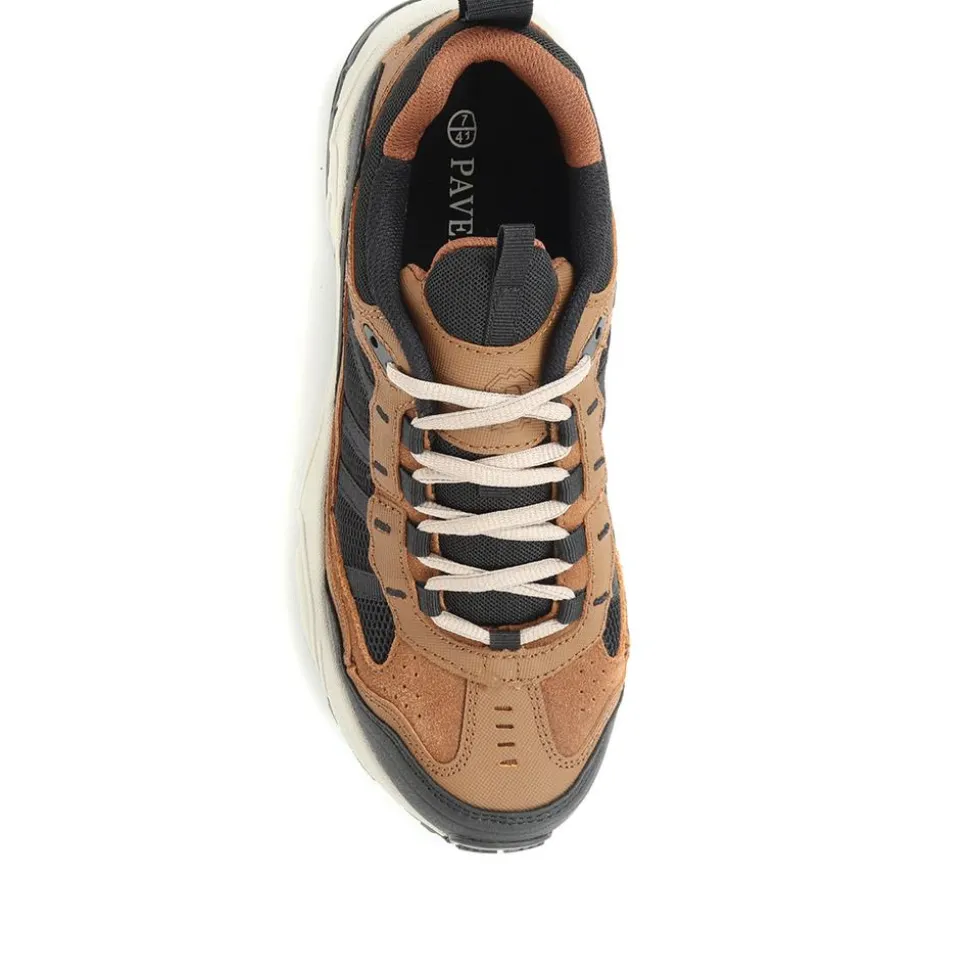 Men's Leather Lace-Up Walking Shoes - Brown