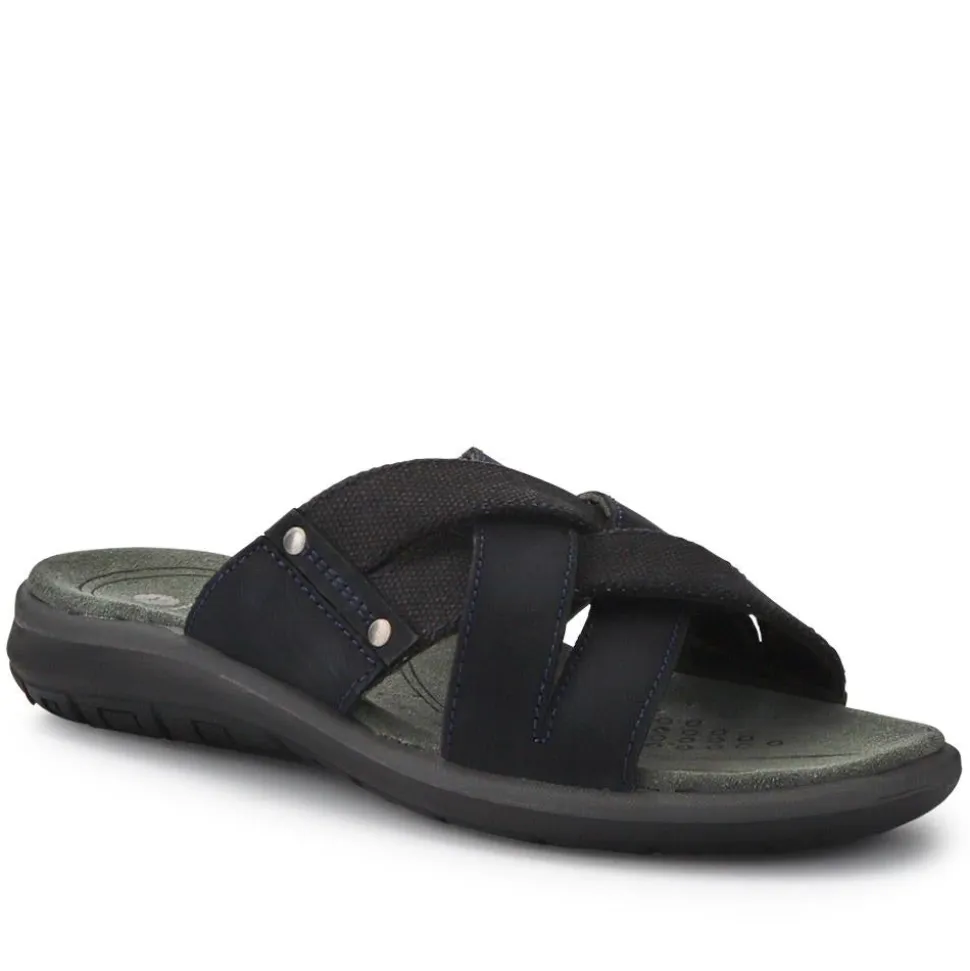 Men's Leather Mules - Navy