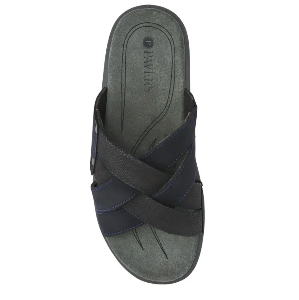 Men's Leather Mules - Navy