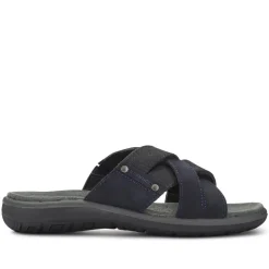 Men's Leather Mules - Navy