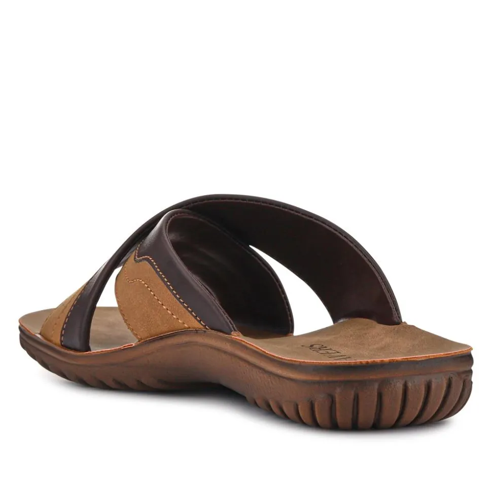 Men's Strappy Slides - Brown
