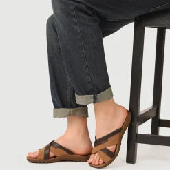 Men's Strappy Slides - Brown