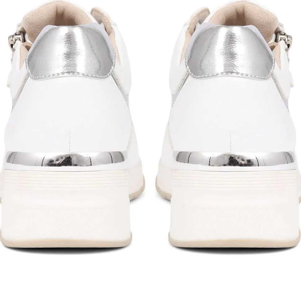 Metallic Accent Wedge Trainers - White