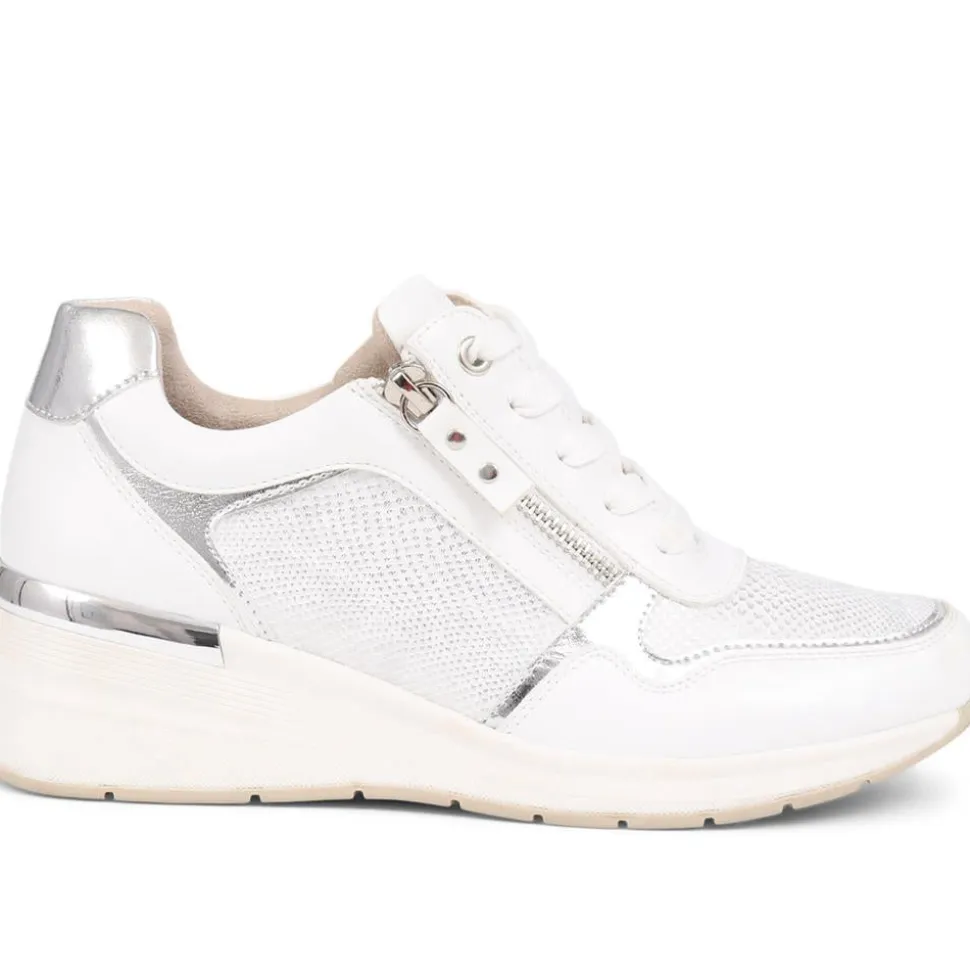 Metallic Accent Wedge Trainers - White