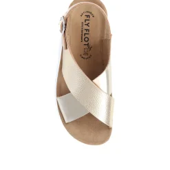 Metallic Cross Strap Sandals - Gold