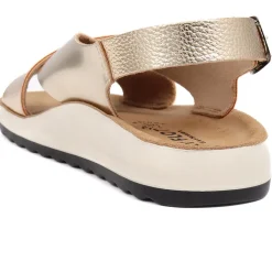 Metallic Cross Strap Sandals - Gold
