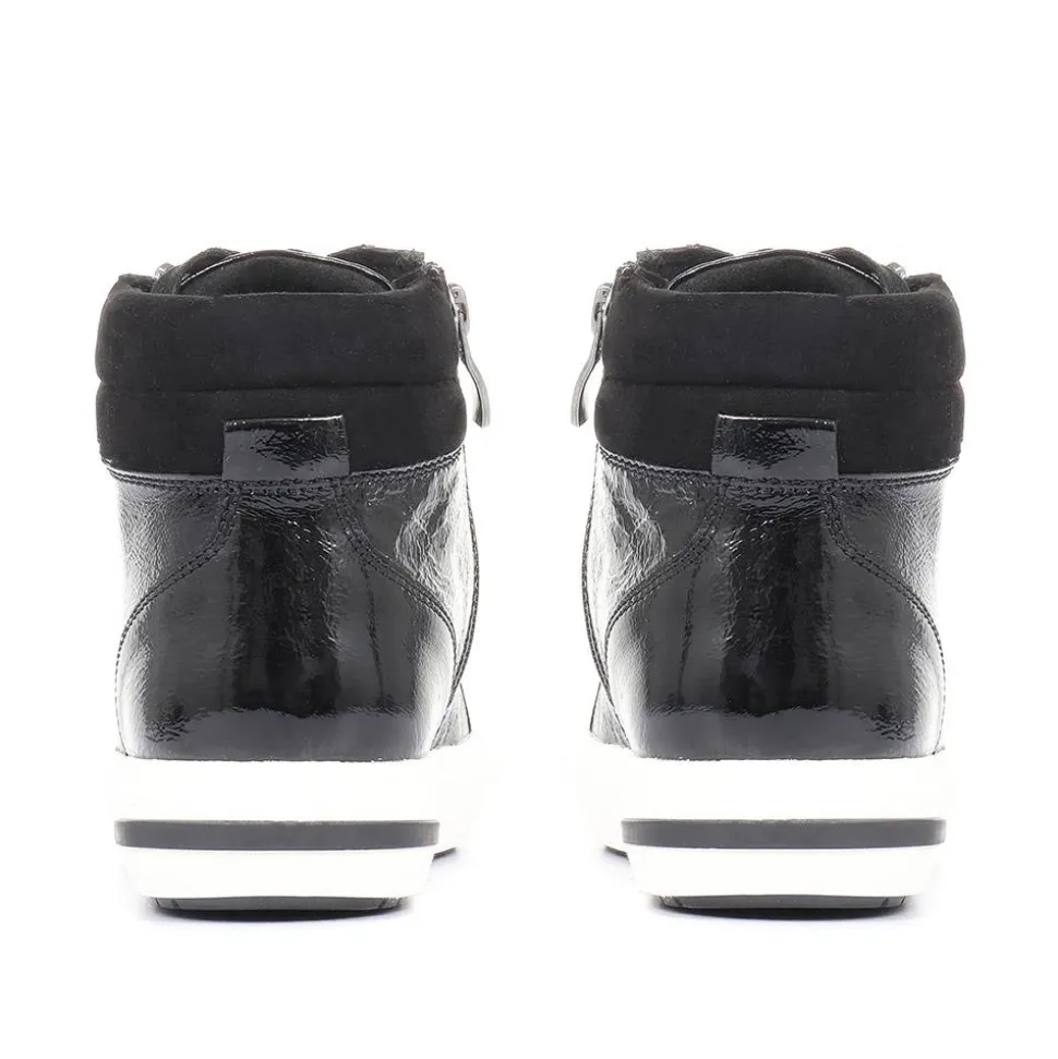 Metallic High Top Trainers - Black