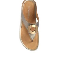 Metallic Toe Post Sandals - Pewter