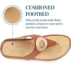 Metallic Toe Post Sandals - Tan