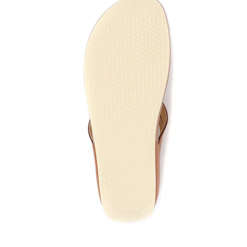 Metallic Toe Post Sandals - Tan
