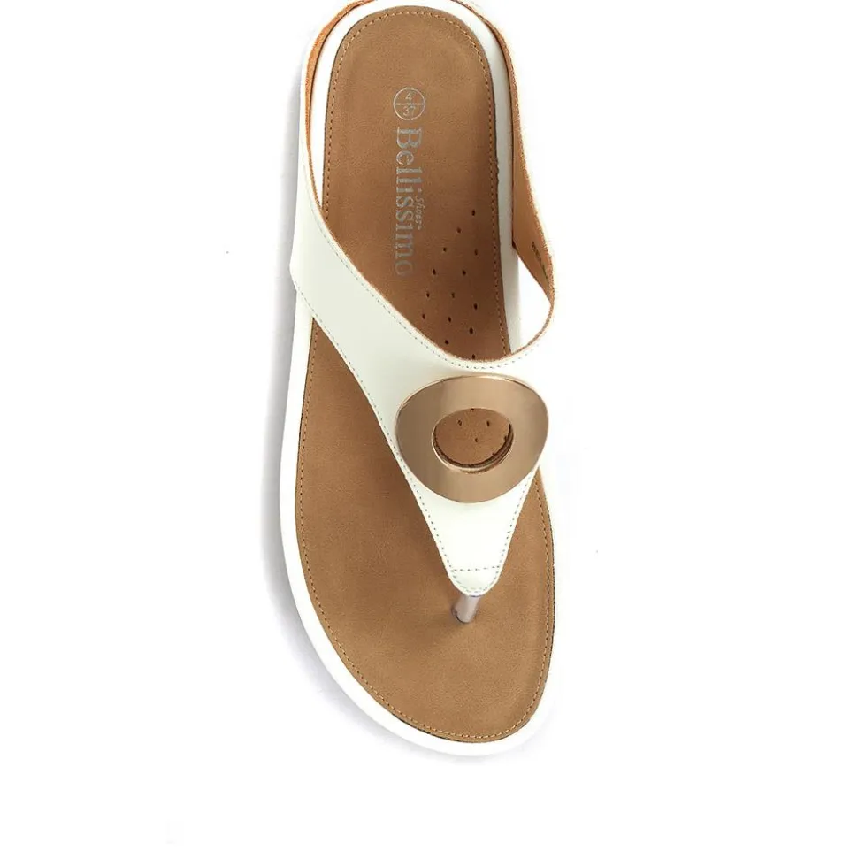 Metallic Toe Post Sandals - White