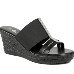Metallic Wedge Espadrilles - Black