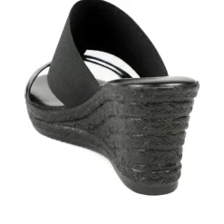 Metallic Wedge Espadrilles - Black