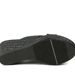 Metallic Wedge Espadrilles - Black
