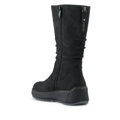 Mid Calf Wedged Slouch Boots - Black