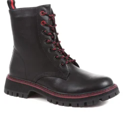 Military-Style Ankle Boots - Black
