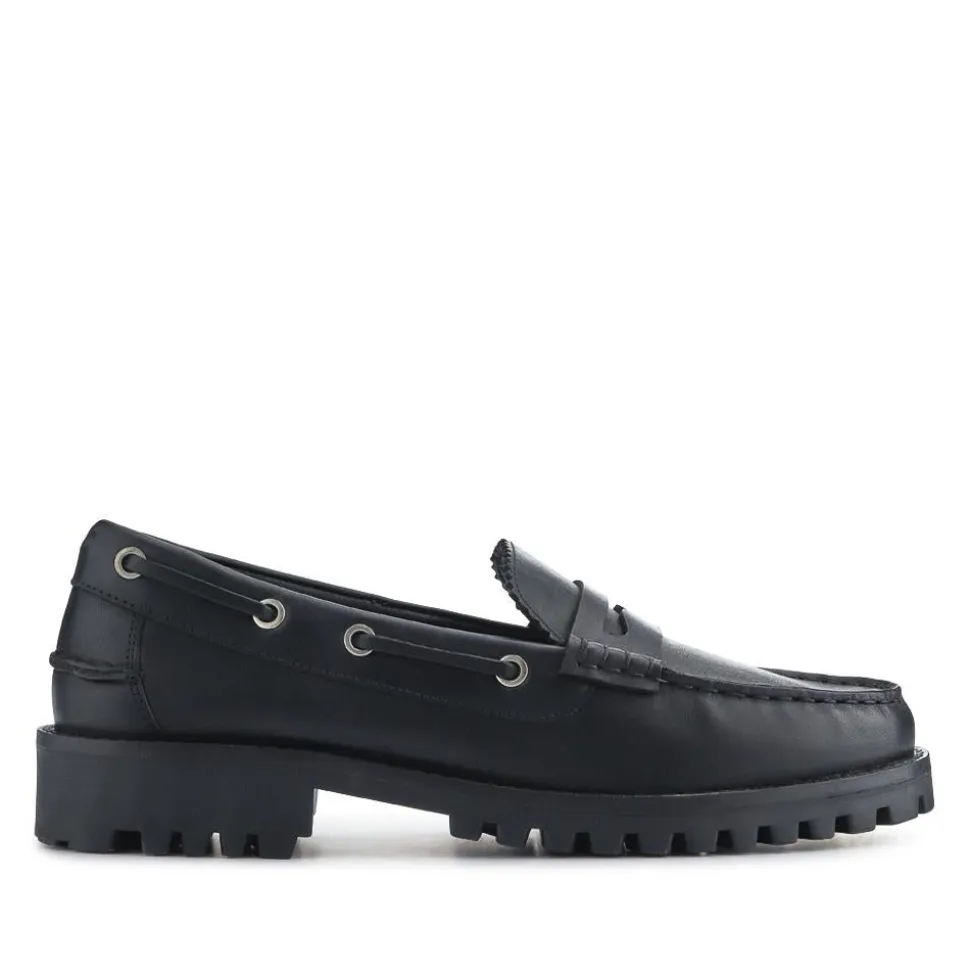 Miuccia Leather Moccasins - Black