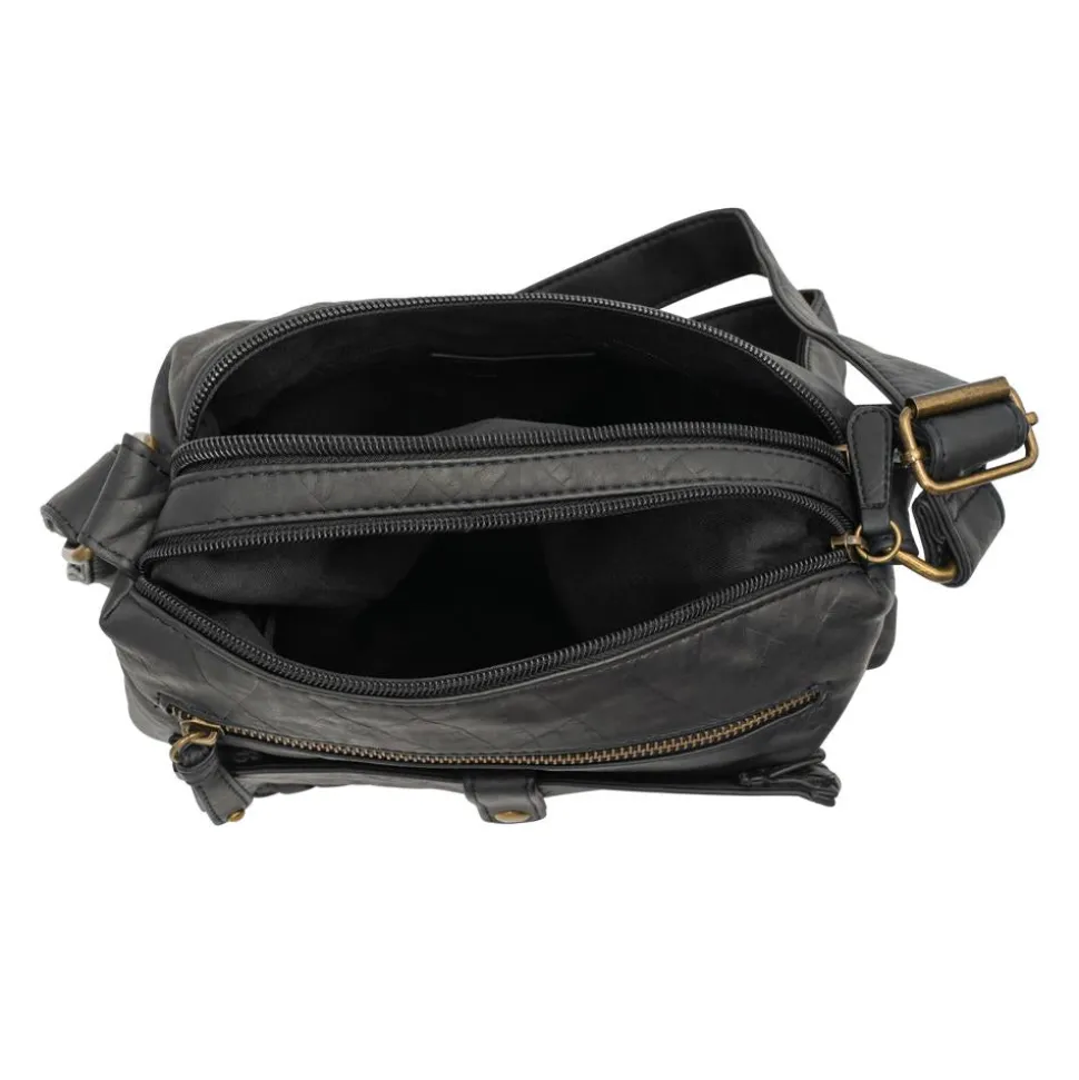 Multi-Pocket Crossbody Bag - Black