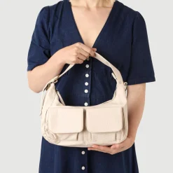 Multi-Pocket Shoulder Bag - Beige