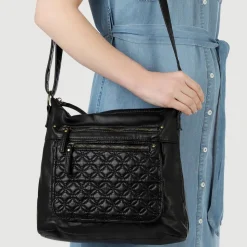 Multi-Zip Cross-Body Bag - Black