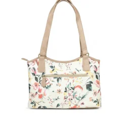 Multi Zip Floral Shoulder Bag - BEIGE FLORAL