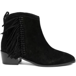 Naimh Tassel Leather Ankle Boots - Black Suede