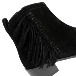 Naimh Tassel Leather Ankle Boots - Black Suede