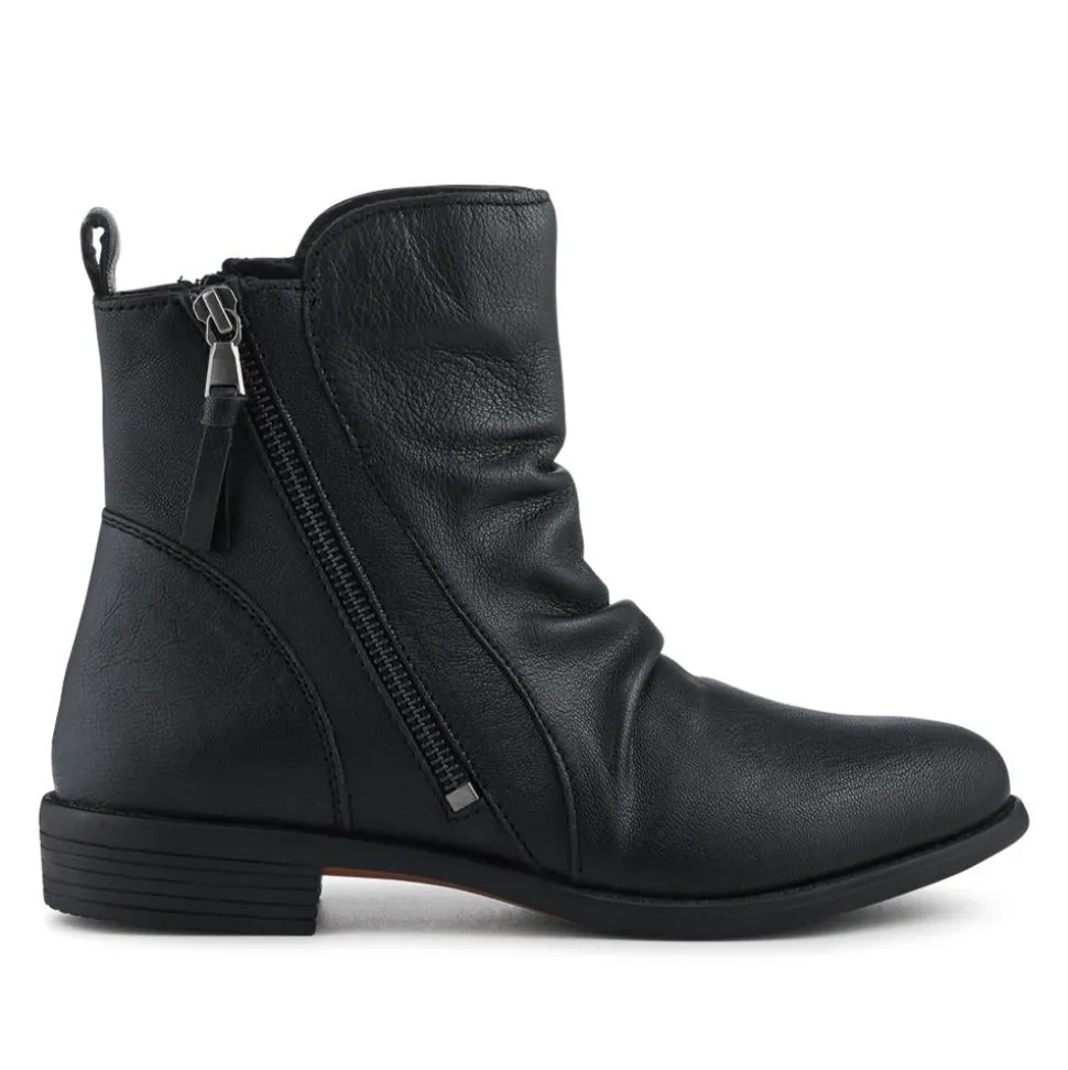 Nectar2 Leather Slouch Ankle Boots - Black
