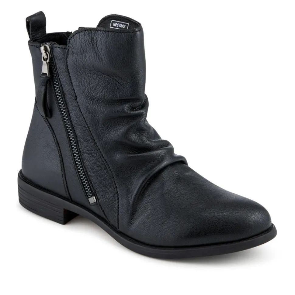 Nectar2 Leather Slouch Ankle Boots - Black