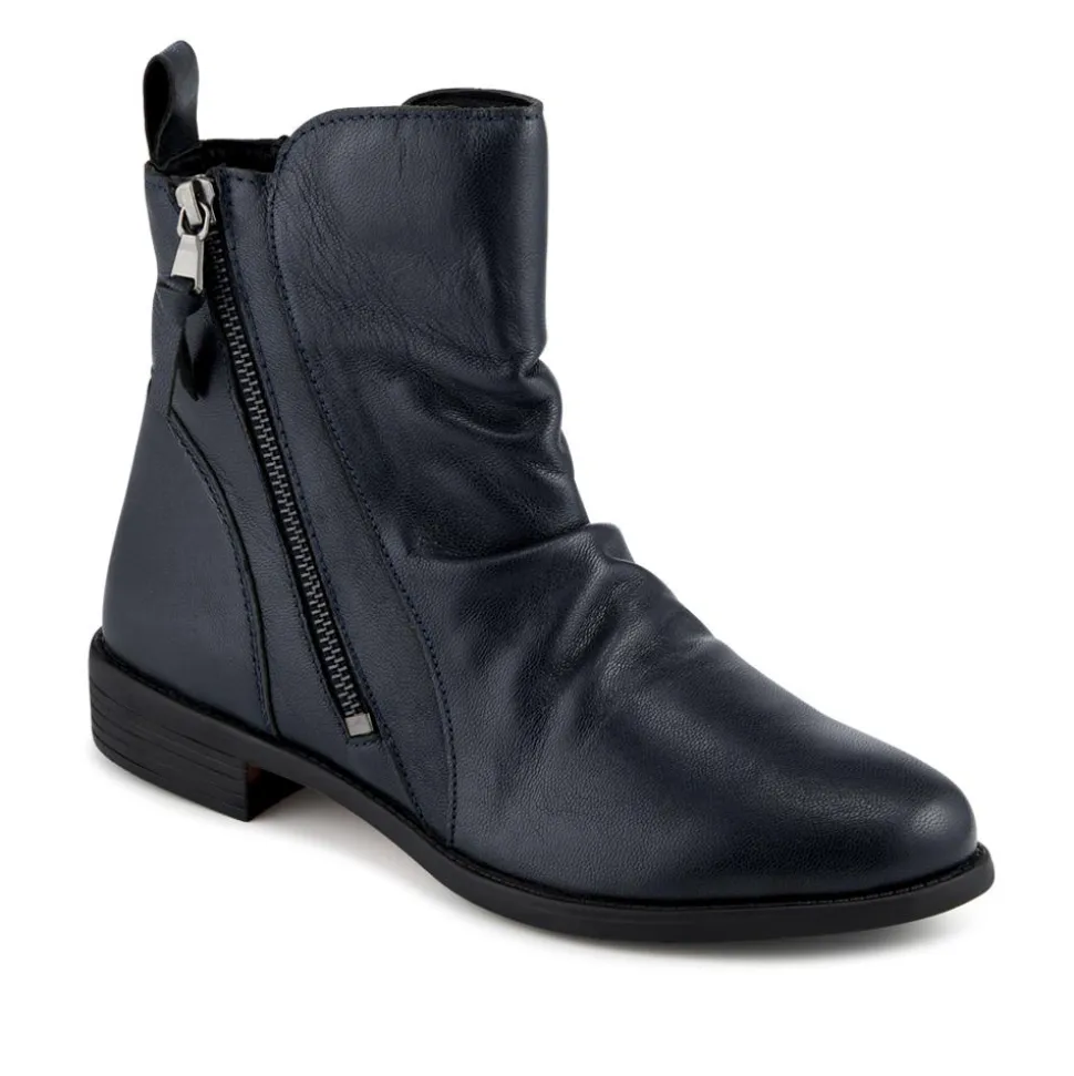 Nectar2 Leather Slouch Ankle Boots - Navy