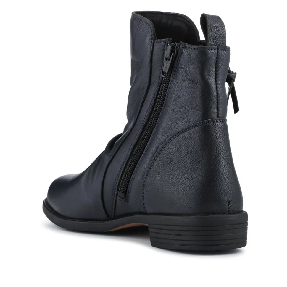 Nectar2 Leather Slouch Ankle Boots - Navy