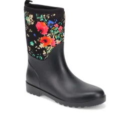 Neoprene Wellington Boots - Black Floral