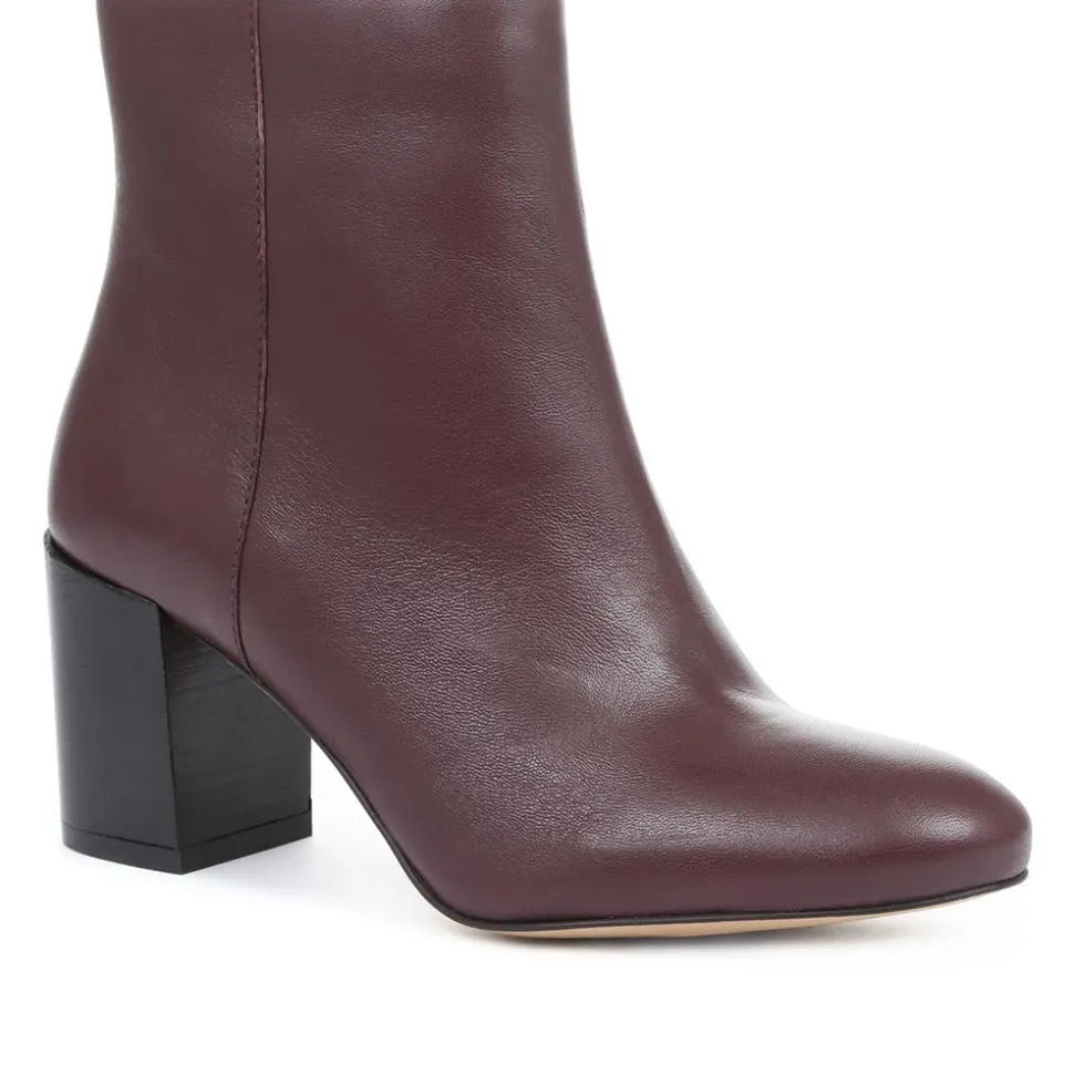 Neptune Heeled Ankle Boots - Burgundy